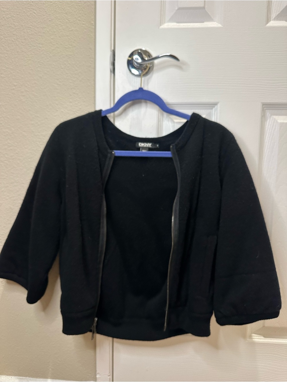 DKNY Zip Front Bomber Jacket Black Size Small
